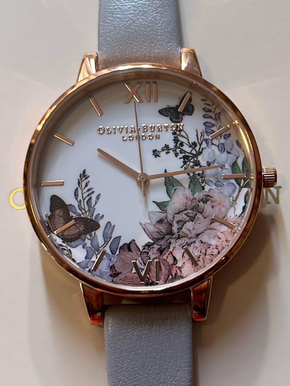 Olivia Burton Winter Garden Watch With 38mm White Floral Face & Leather Band